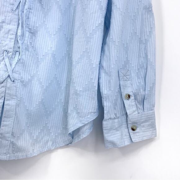 NWT CAFFE MARRAKESH Clipped Jacquard Button Down Shirt Light Blue M - Picture 11 of 11